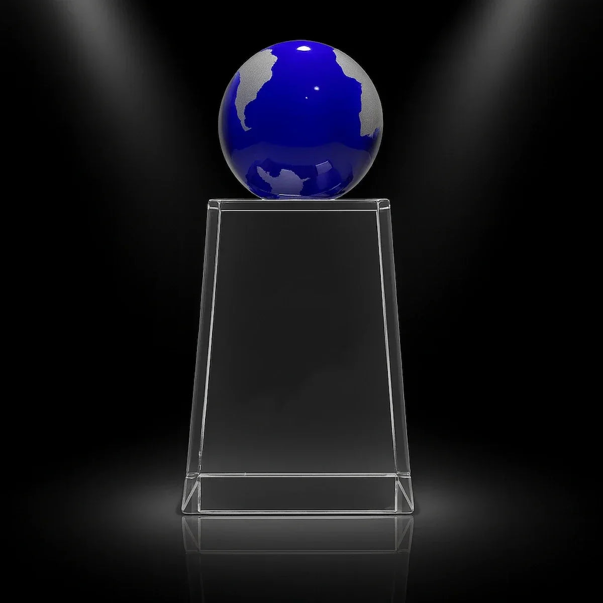 Blue Globe Crystal Award – Custom Engraved Corporate Gift