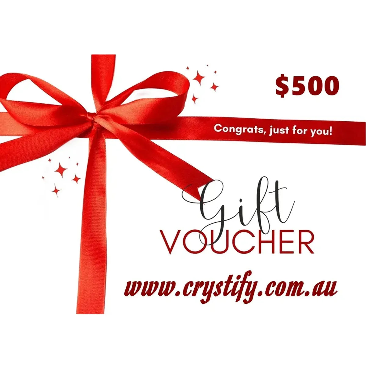 Crystify gift card valued at $500 – perfect for personalised 3D crystal photo gifts, Order online with free shipping