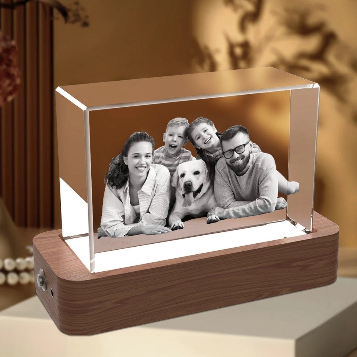 20x15x3cm custom crystal photo frame for oversized engraved images. Order online with free shipping in Australia.