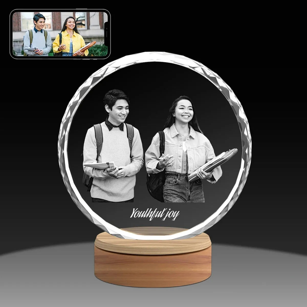 Large sunflower-style 3D crystal photo gift with personalized image. Shop online with free shipping in Australia.