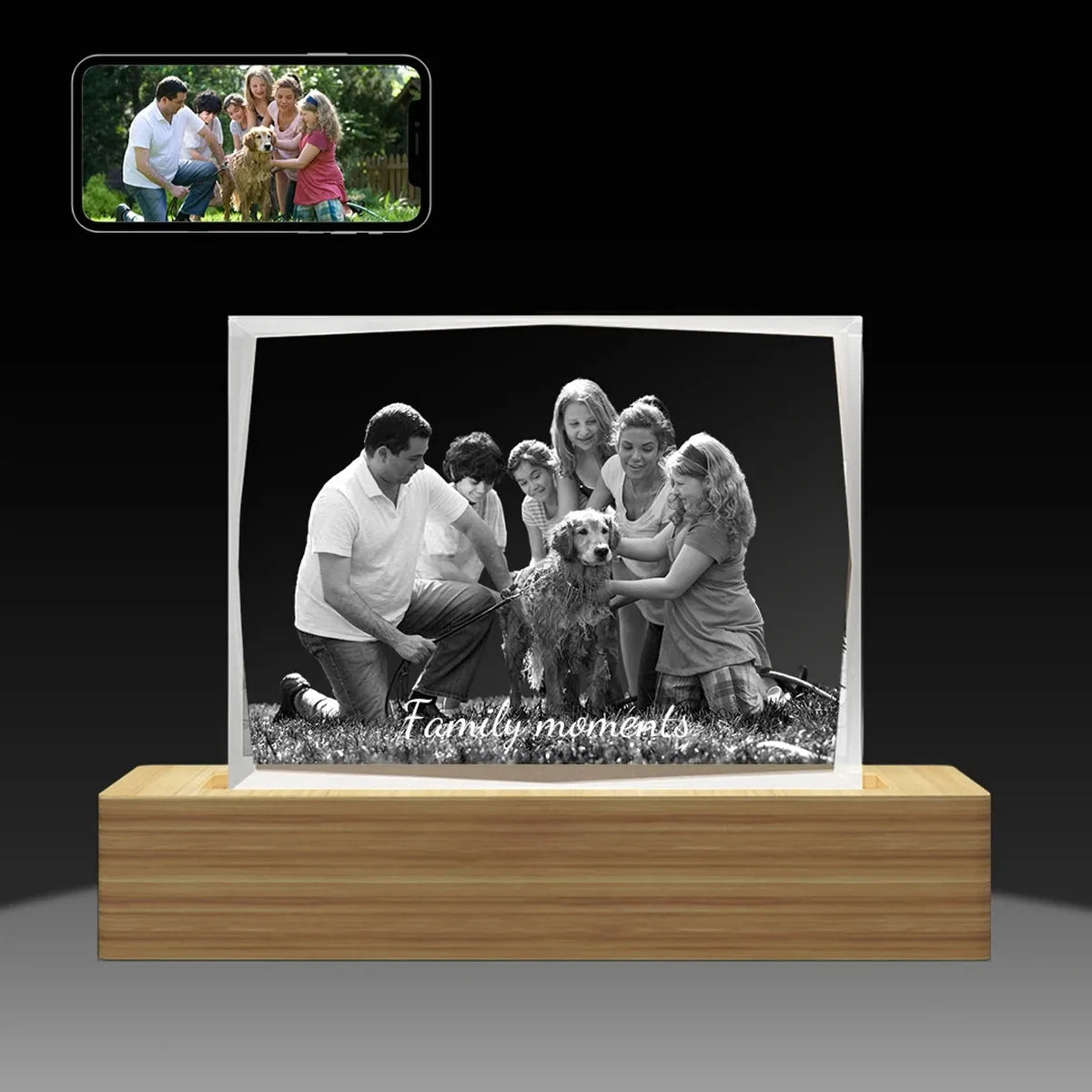 Crystify XL 3D glass picture frame with custom laser engraving. Shop online with free delivery.