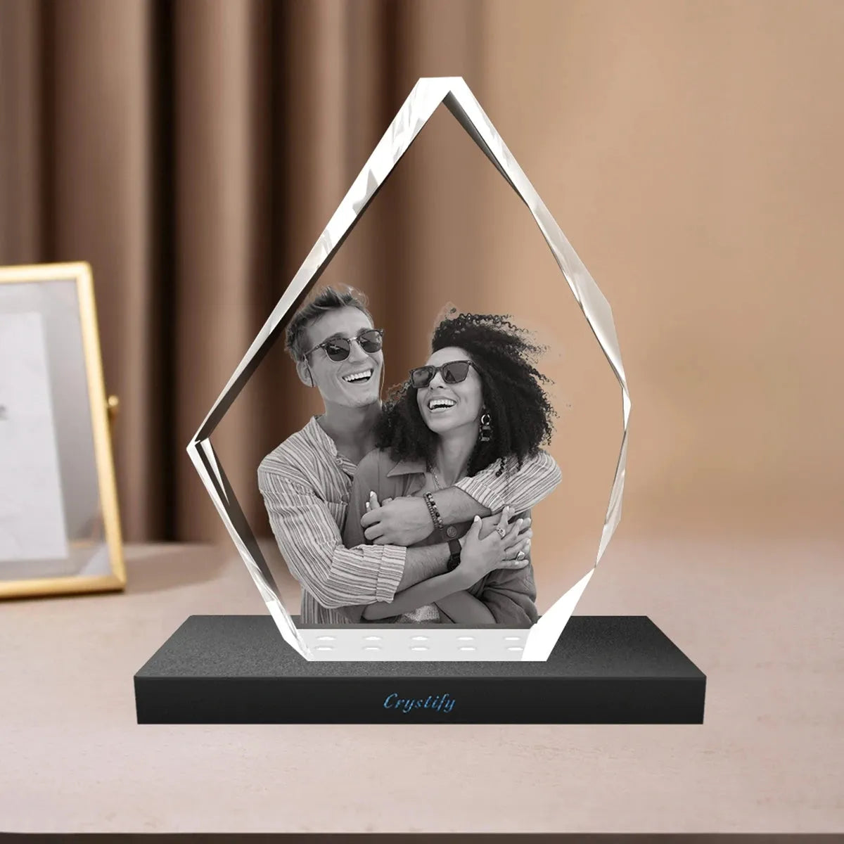 XXL 3D photo engraved in sculpted iceberg crystal for bold displays. Order online with free shipping in Australia.