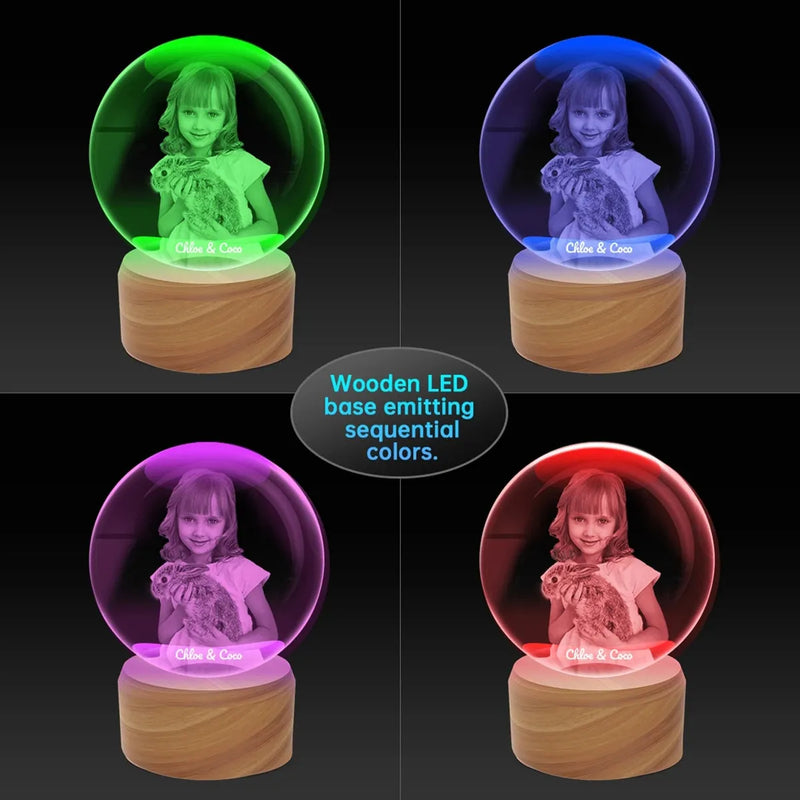 Sphère Magique Personnalisable Photo 3D Boule De Cristal Lumineuse - Cadeau Unique Échographie Ou Souvenir