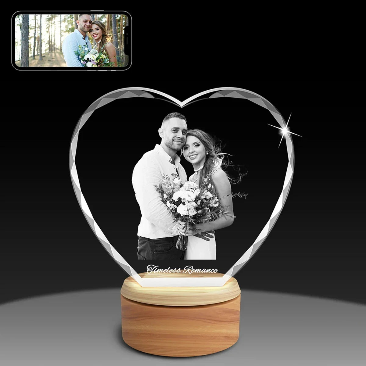 Personalised 3D crystal photo gifts in Australia - Faceted Heart Design