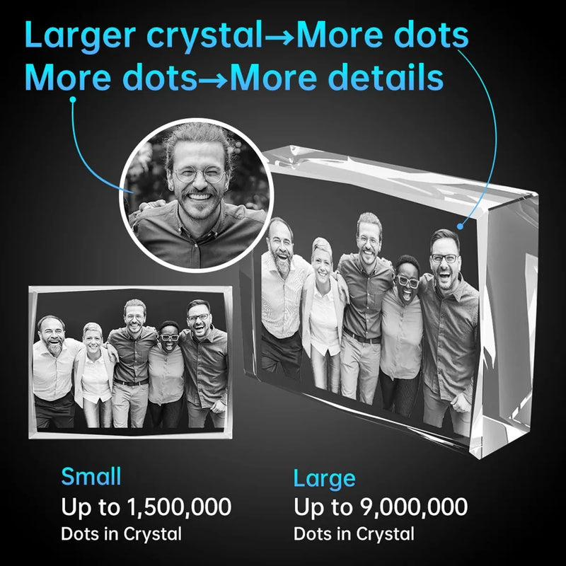 Portrait Frame Diamond 3D Crystal Picture Frame – Diamond Cut Design | Custom Photo Gift