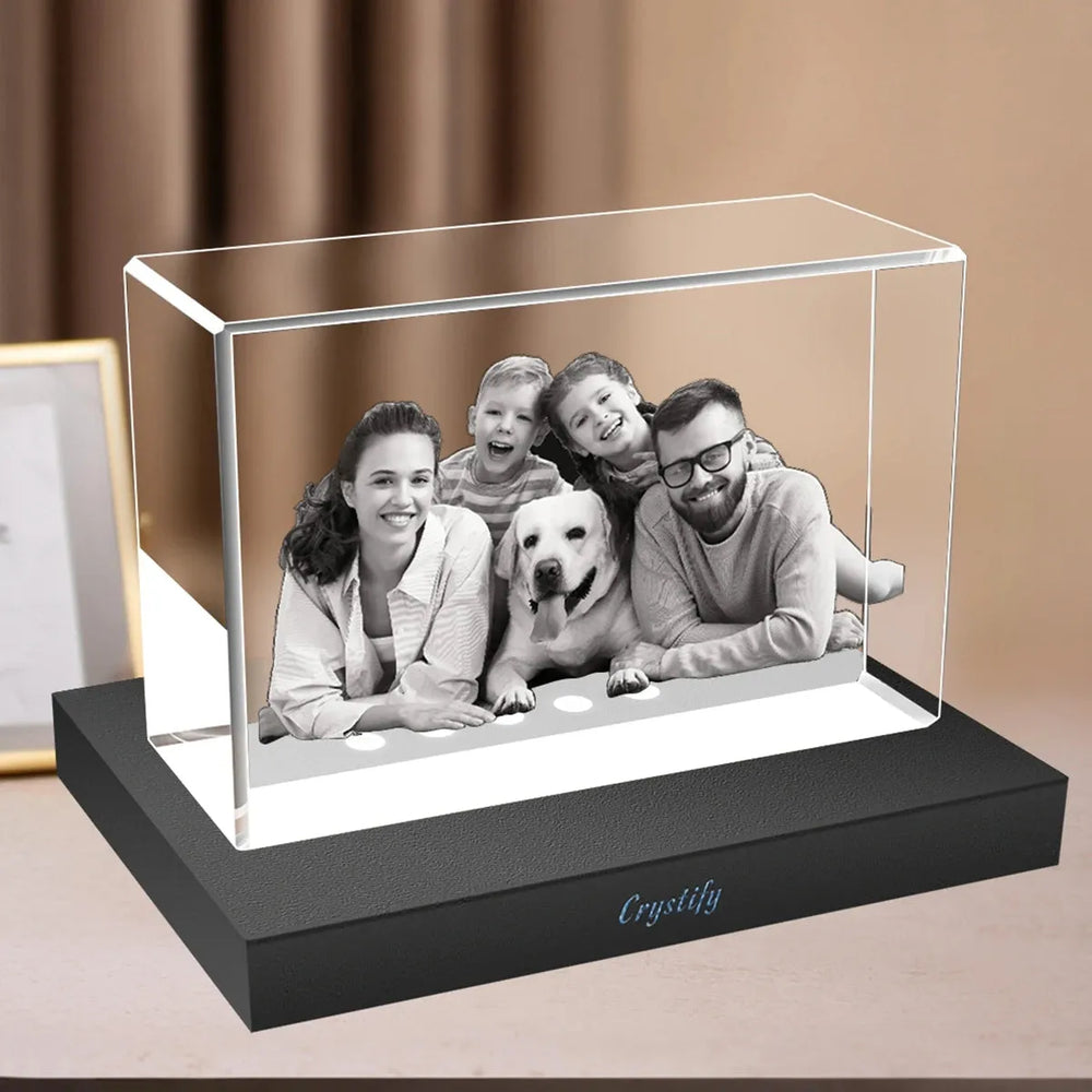 3D crystal picture frame with plastic LED base – personalised and handcrafted in Australia, free shipping
