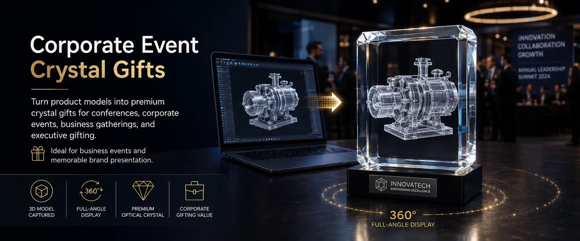  3D model crystal gifts for corporate events, business gatherings, executive gifting and brand presentations 
