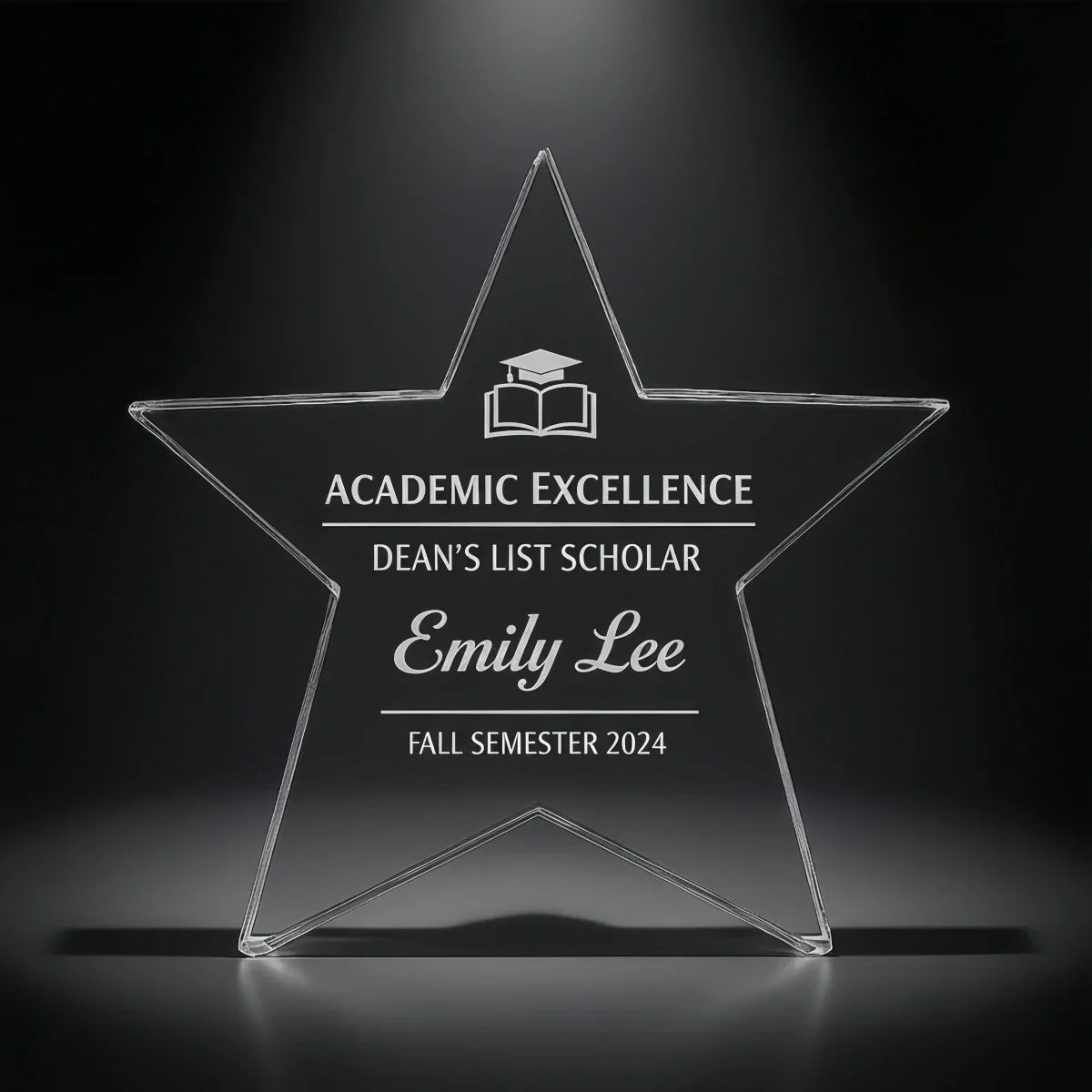 Crystal star plaque — perfect graduation or excellence award.