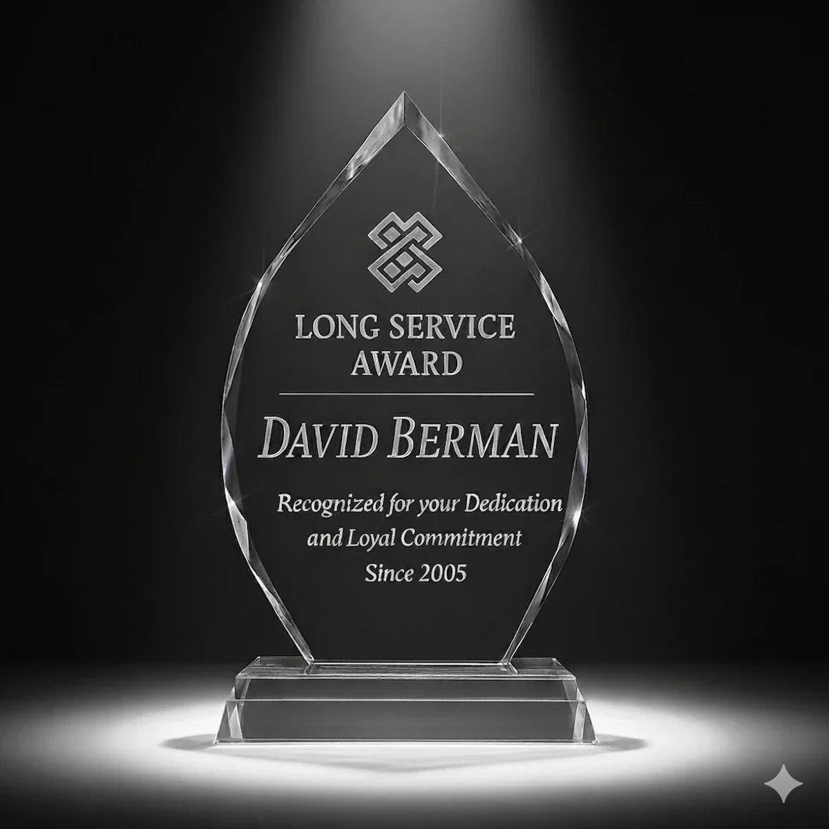 Prestige Arrowhead Crystal Award | 3D Laser Engraved K9 Crystal Trophy