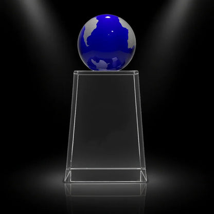Blue Globe Crystal Award – Custom Engraved Corporate Gift