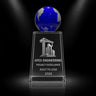 Custom Blue Globe Crystal Awards
