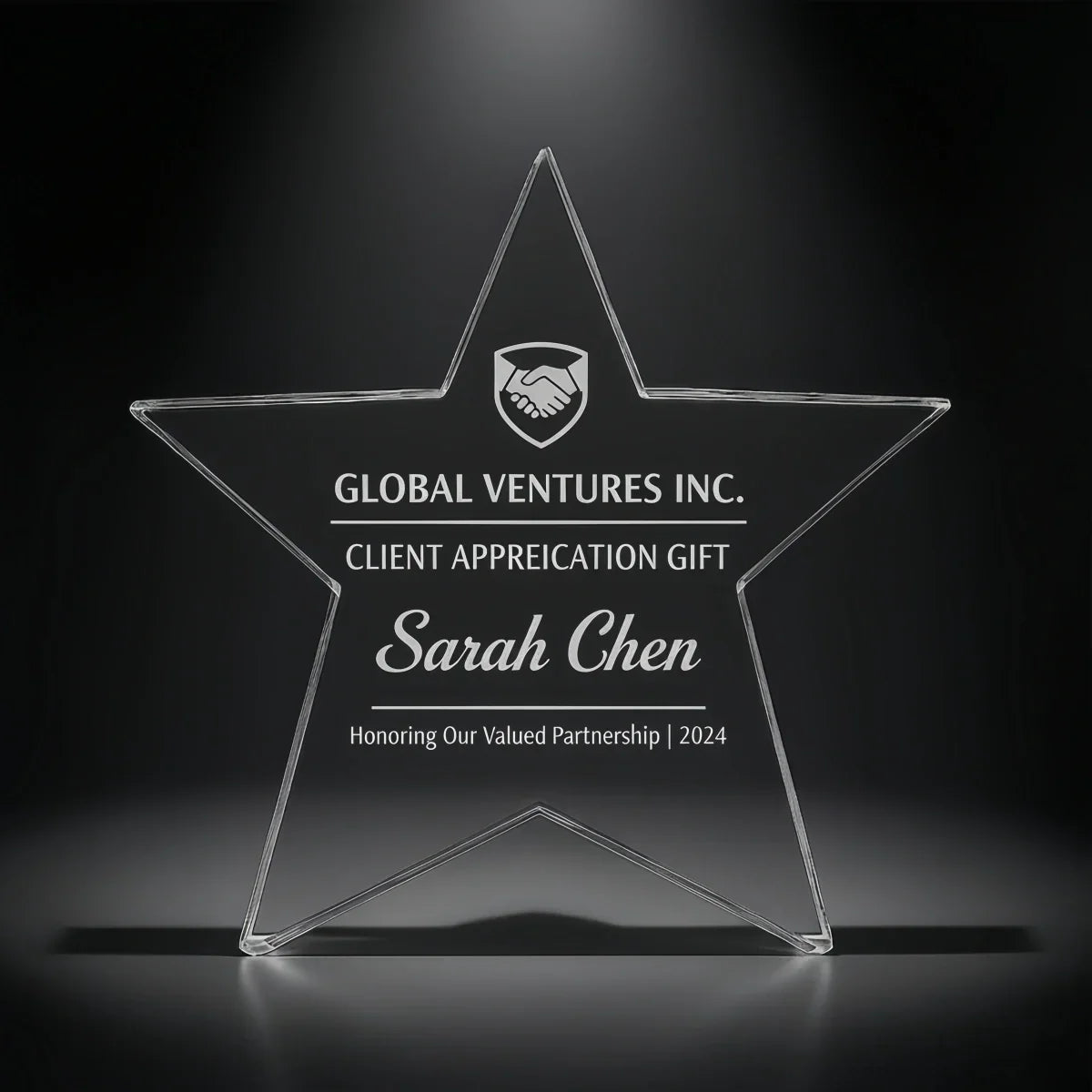 Crystal star keepsake — perfect thank you gift for loyal clients.