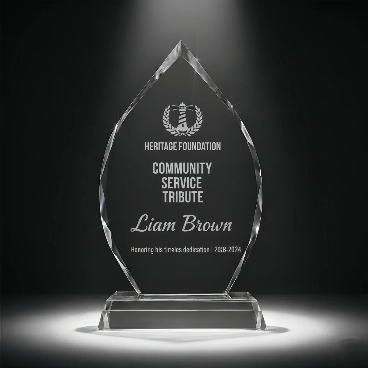 Custom arrowhead-shaped award for commemorative ceremonies