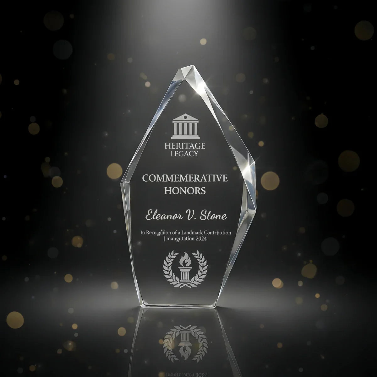 Unique iceberg-shaped crystal award for commemorative ceremonies