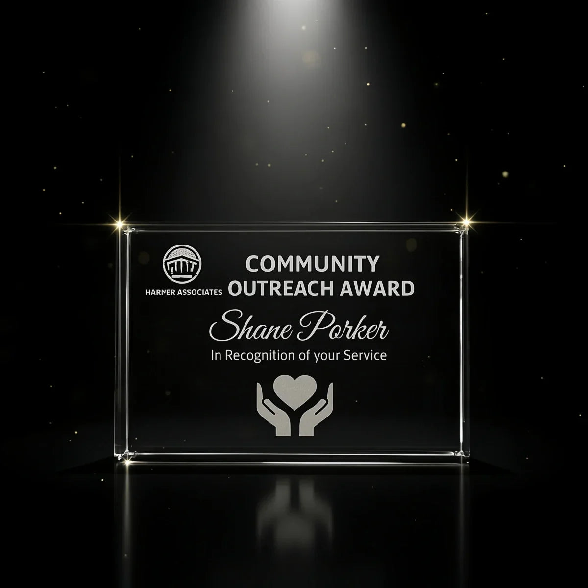 Landscape crystal plaque for commemorative and recognition events