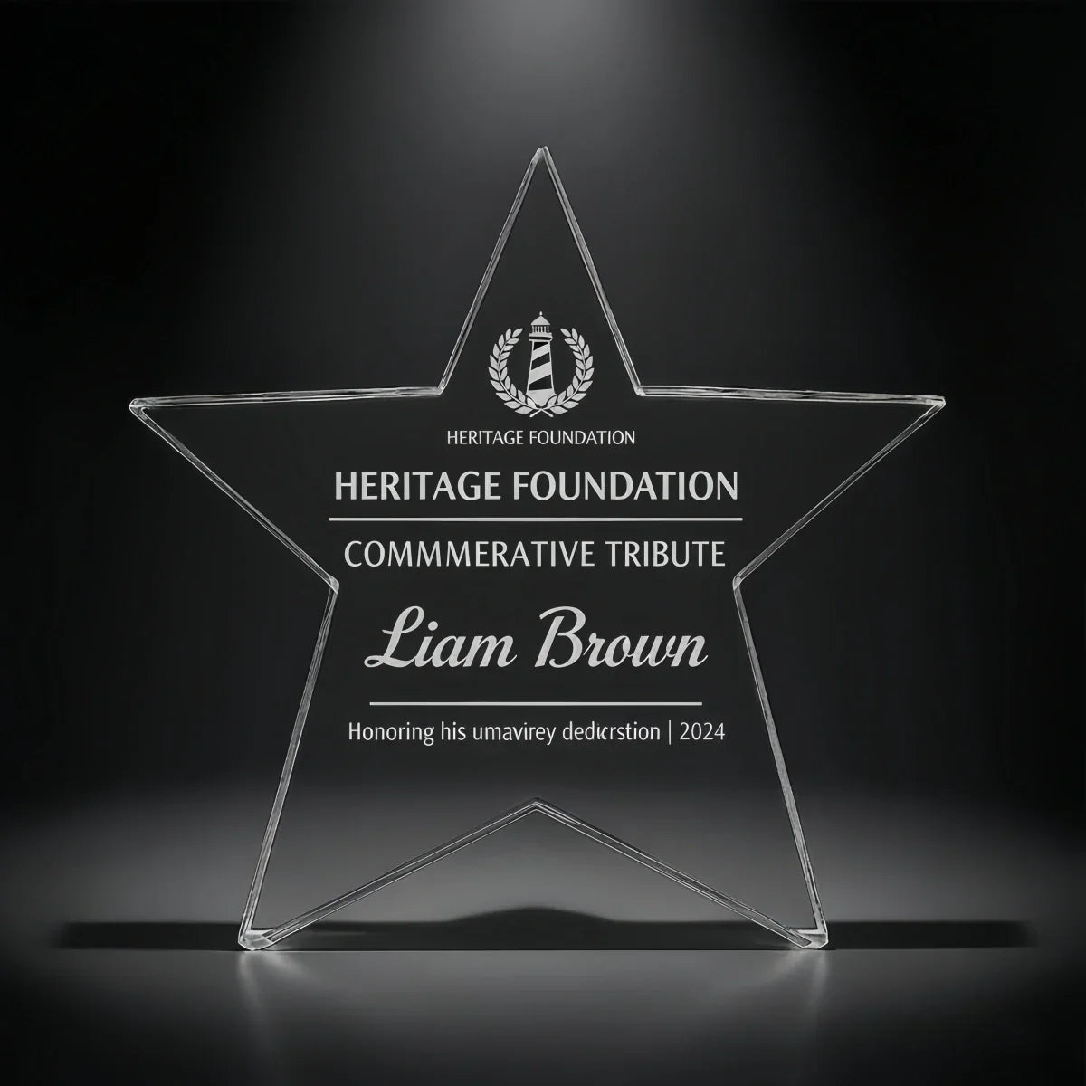 Shining star-shaped award for commemorative recognition events