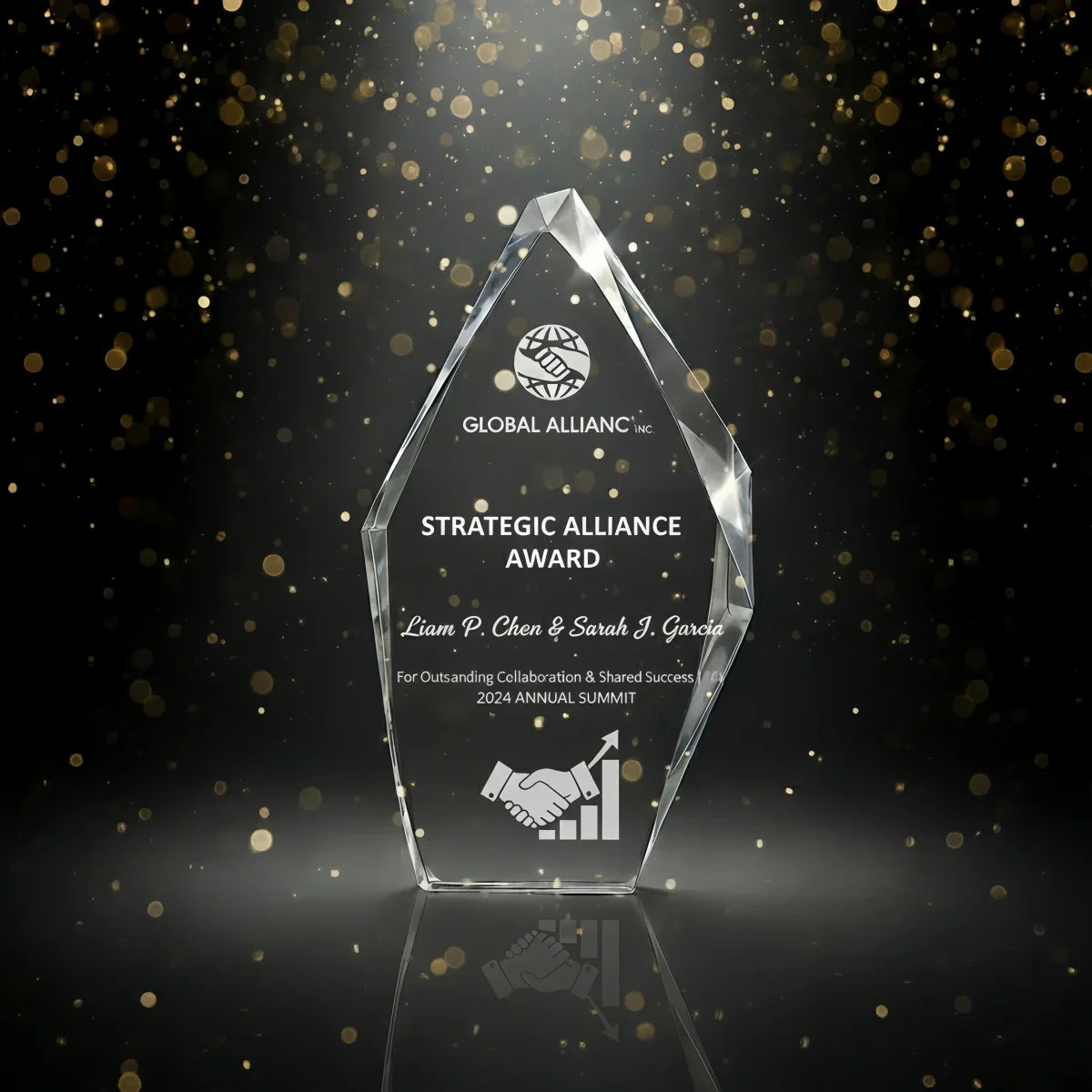 Unique iceberg-shaped crystal gift for business collaboration