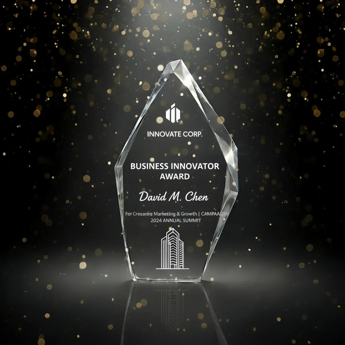 Engraved iceberg crystal gift for corporate appreciation