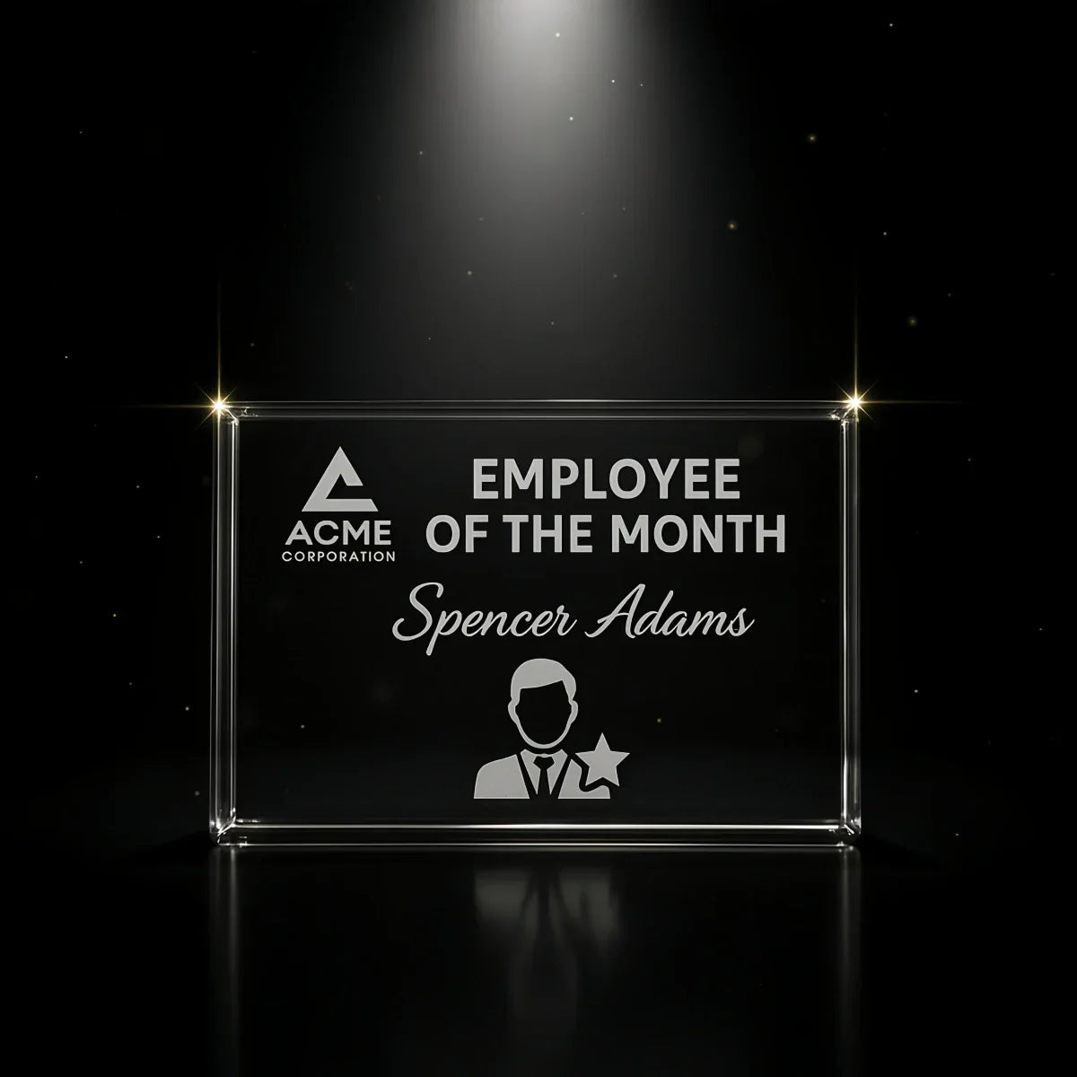 Landscape crystal plaque for corporate awards and appreciation events