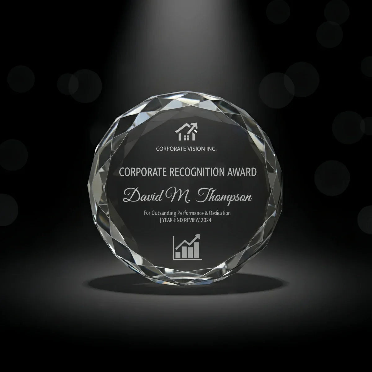 Bright sunflower-shaped award for corporate recognition ceremonies