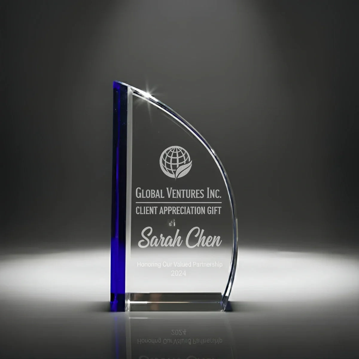 Elegant sail crystal trophy for corporate events and partners