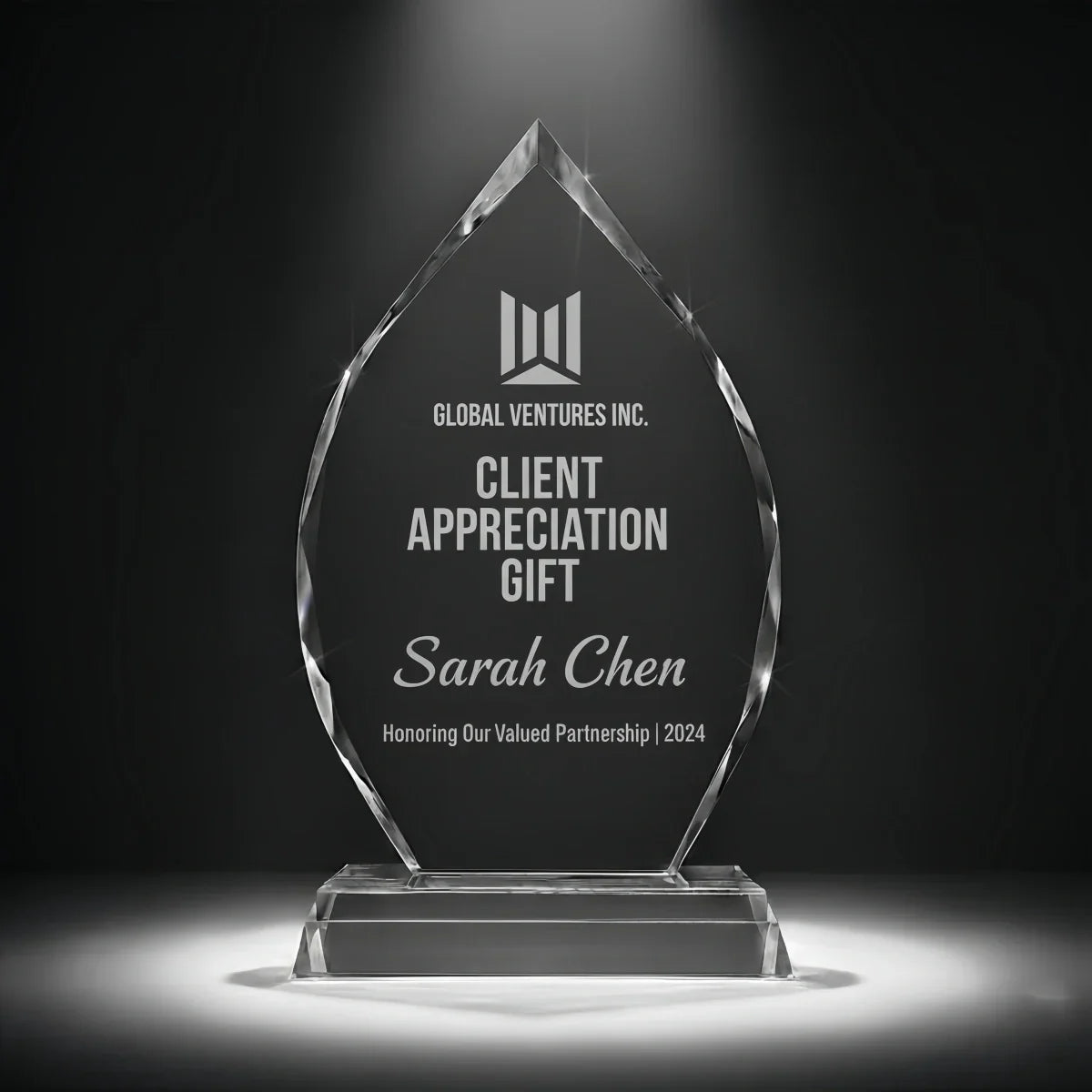 Custom arrowhead crystal souvenir for corporate appreciation