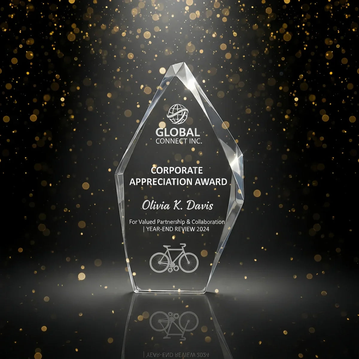 Engraved iceberg-shaped corporate souvenir for appreciation events