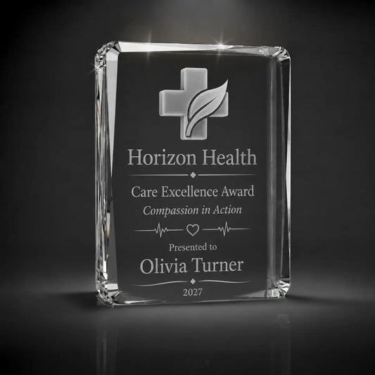 3D Crystal Awards Trophies - Faceted rectangle