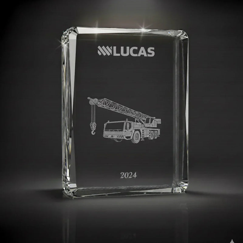 3D Crystal Awards Trophies - Faceted rectangle