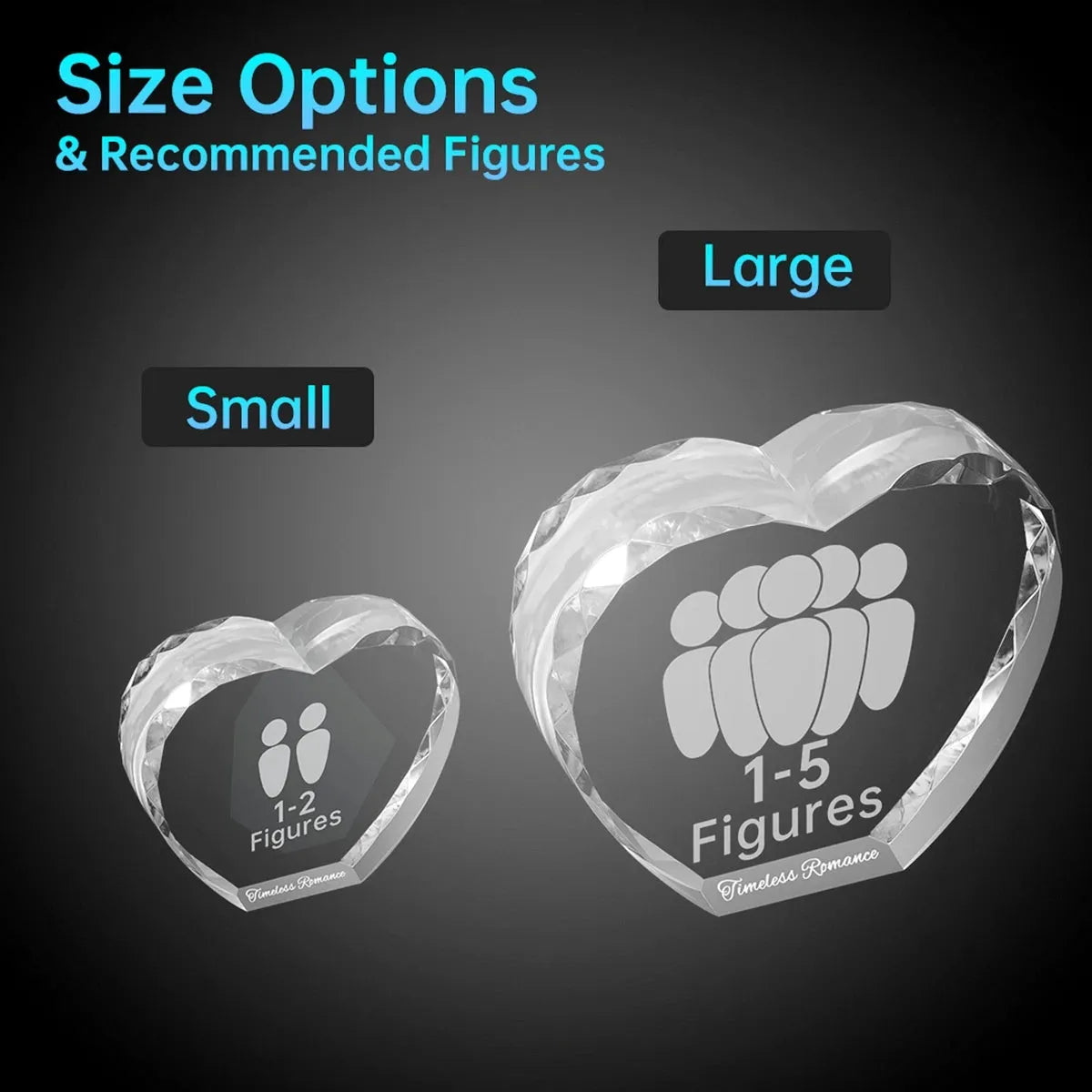 Custom size options for diamond-edged heart crystal photo gift – handcrafted in Australia, order online