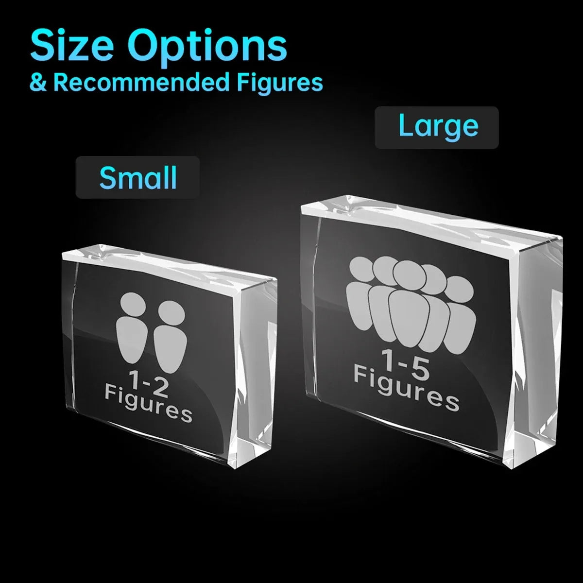 Available sizes for diamond cut crystal picture frame – personalised, Australian made, ships free