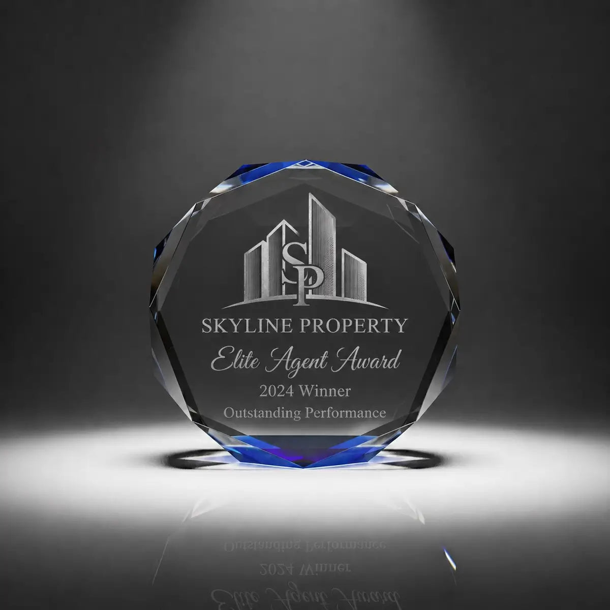 Personalised Octagon Crystal Trophy – Custom Laser Engraved Crystal Award