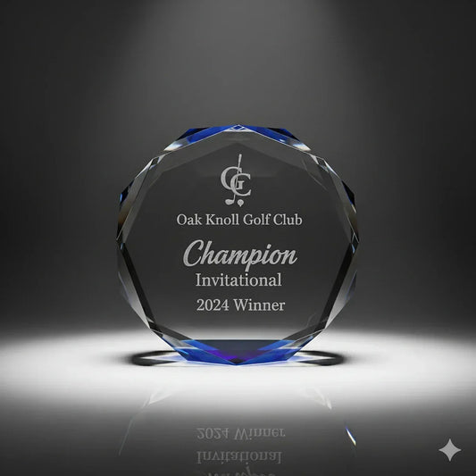 Personalised Octagon Crystal Trophy – Custom Laser Engraved Crystal Award