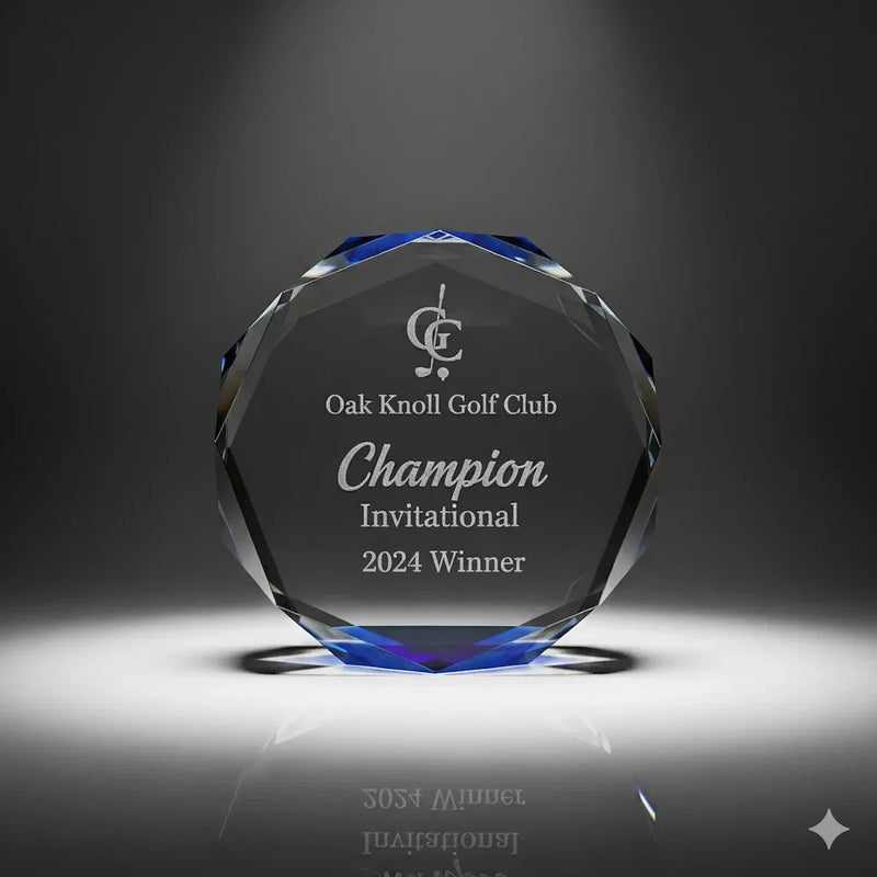 Personalised Octagon Crystal Trophy – Custom Laser Engraved Crystal Award