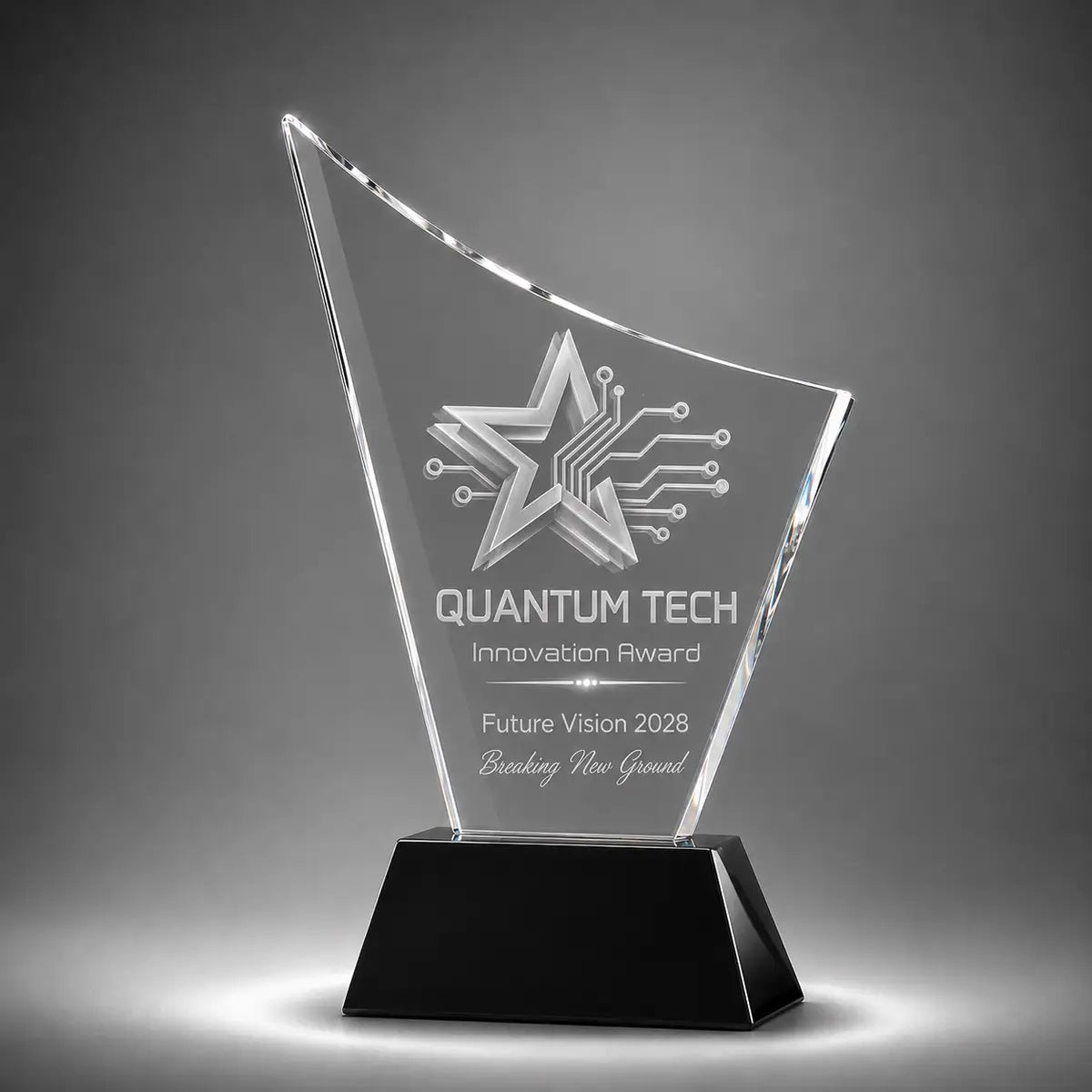 Curved Crystal Award | Laser Engraved 3D Crystal Trophy