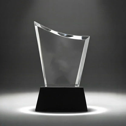 Curved Crystal Award | Laser Engraved 3D Crystal Trophy