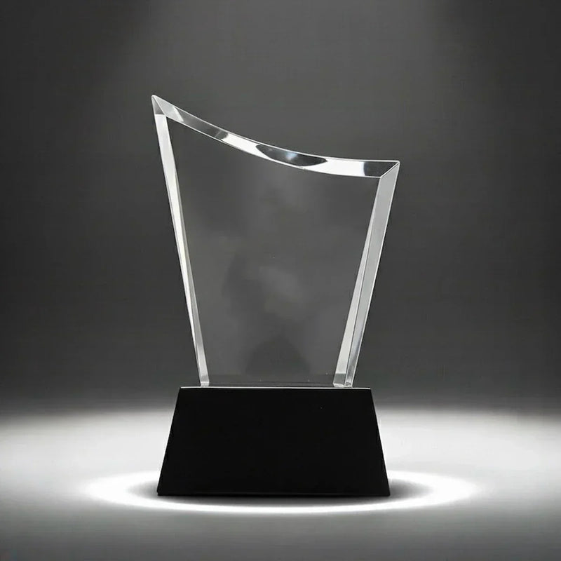 Curved Crystal Award | Laser Engraved 3D Crystal Trophy