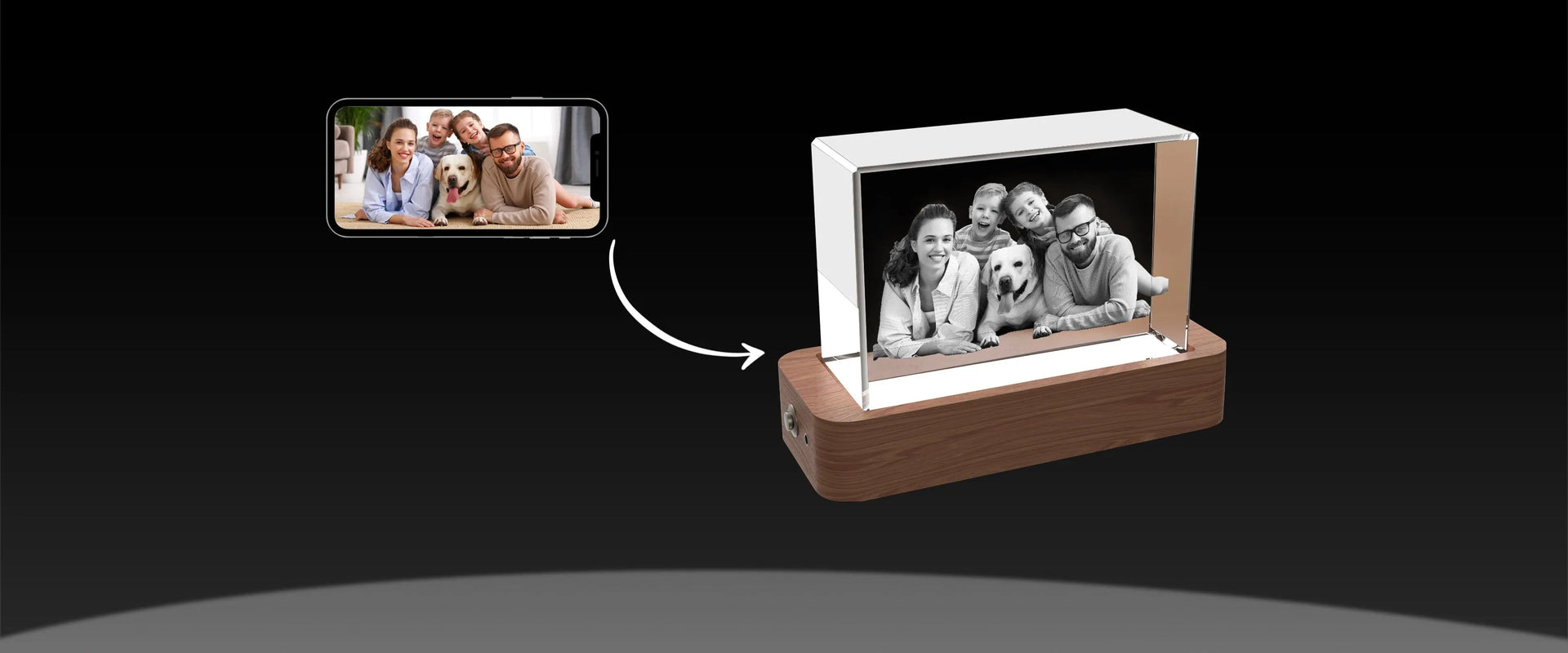 Custom 3D cube crystal photo frame, Personalised crystal photo gift