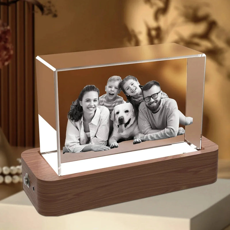 18x12x4cm custom crystal 3D picture frame for one photo. Order online with free shipping in Australia.