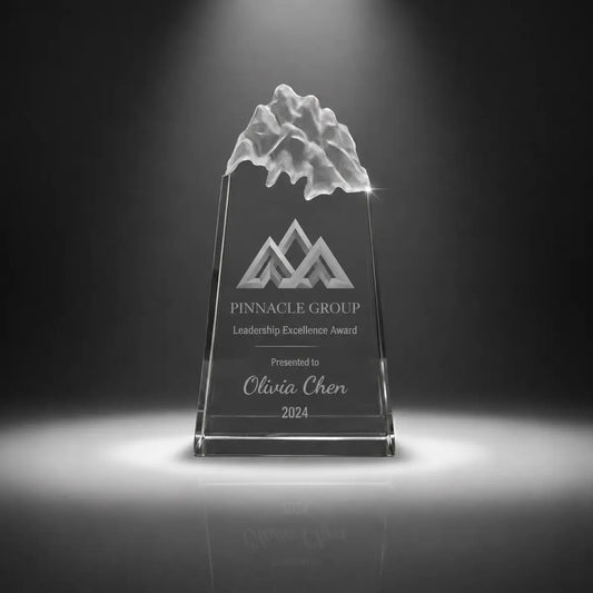 Custom Peak Crystal Trophy – Laser Engraved 3D Crystal Award