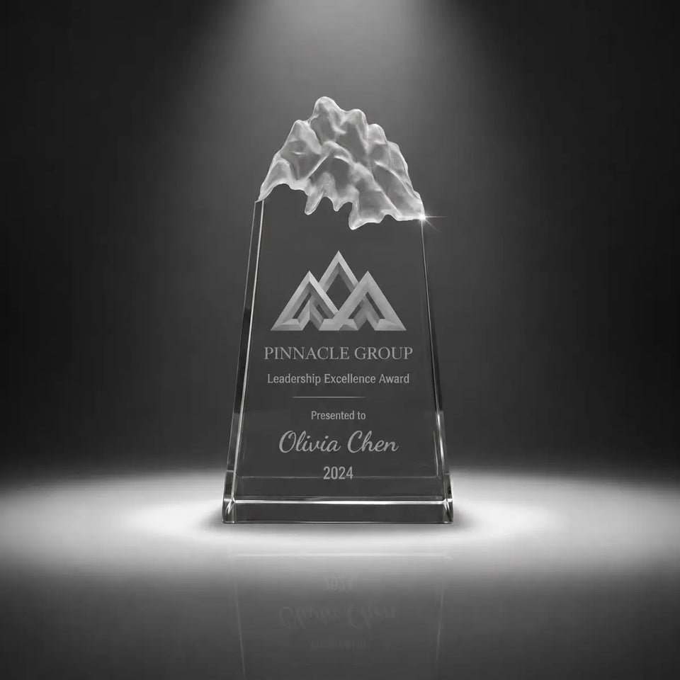 Custom Peak Crystal Trophy – Laser Engraved 3D Crystal Award