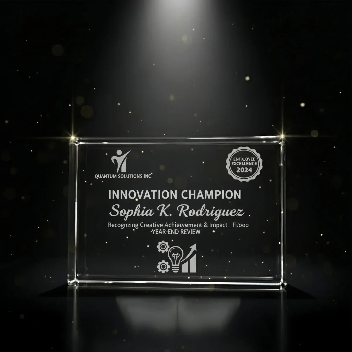 Clear landscape crystal award for staff appreciation events