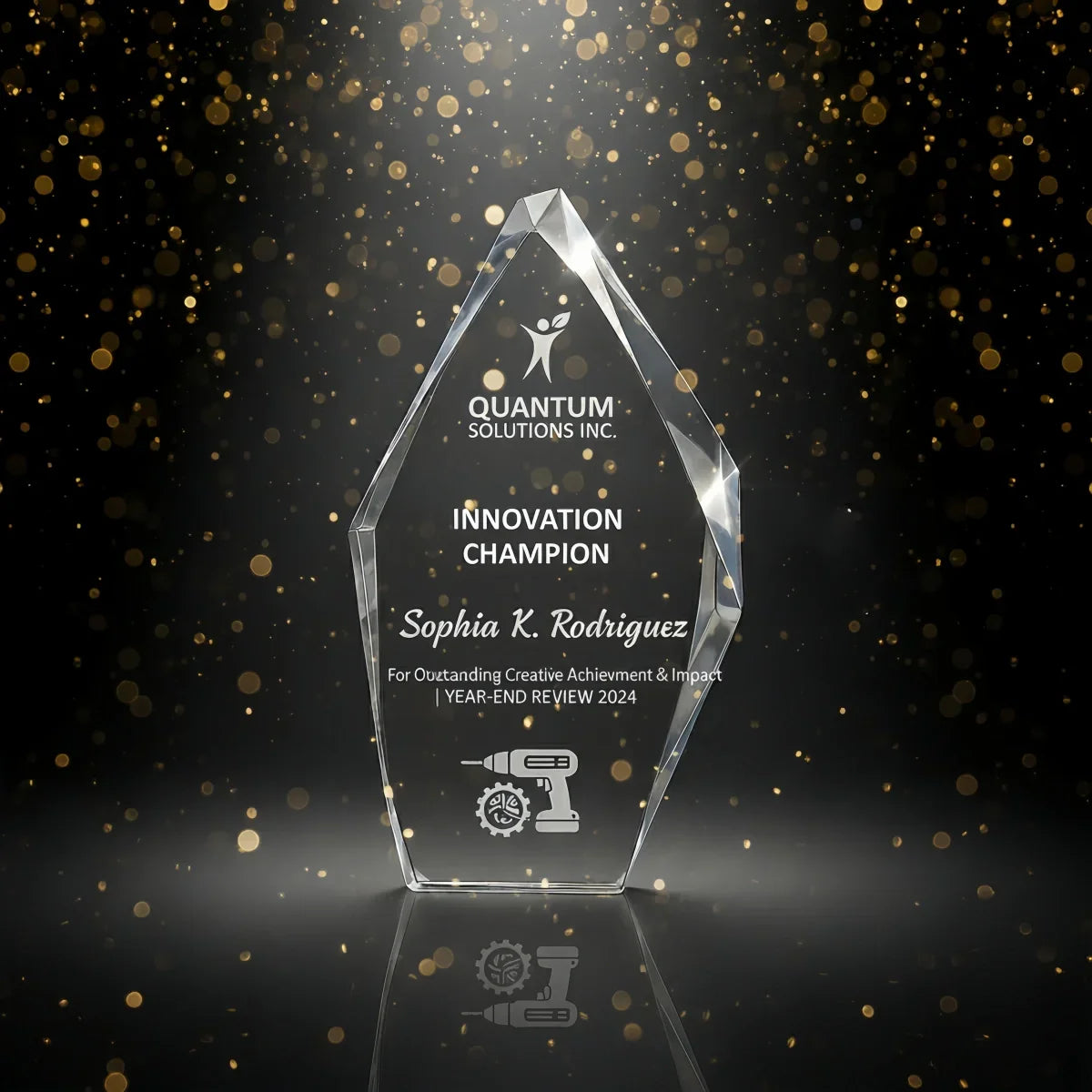 Unique iceberg-shaped trophy for long-term employee recognition