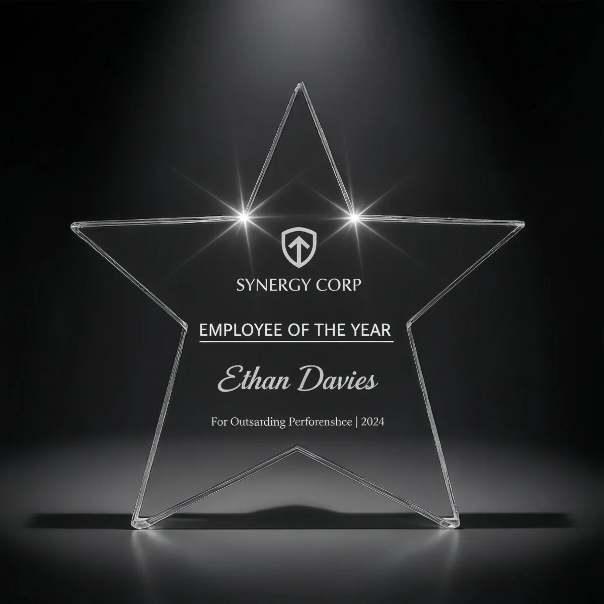 Star crystal award for outstanding employee performance and excellence