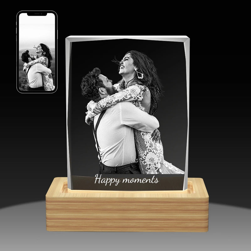 Crystify large custom crystal frame for engraved 3D portraits. Buy online with free Aussie delivery.