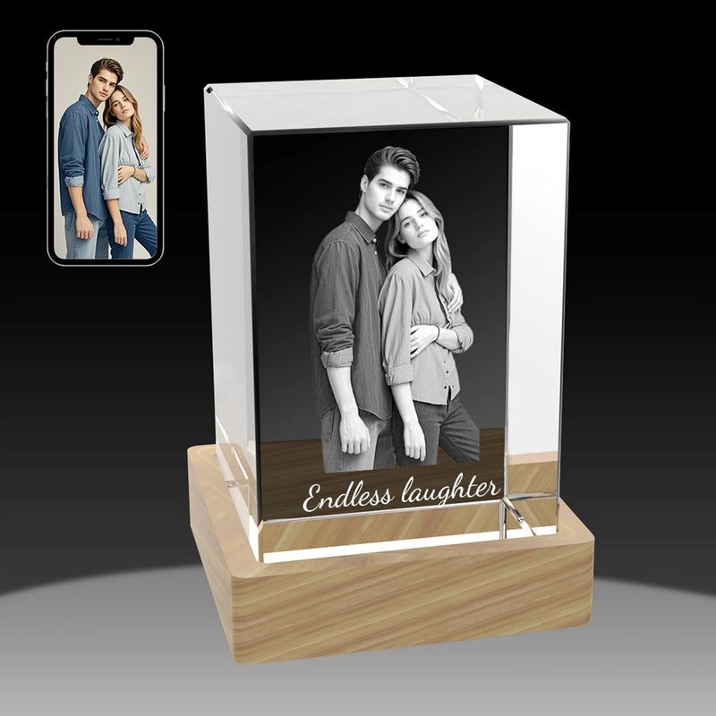 Crystify large cube crystal with deeply engraved 3D photo. Buy online.