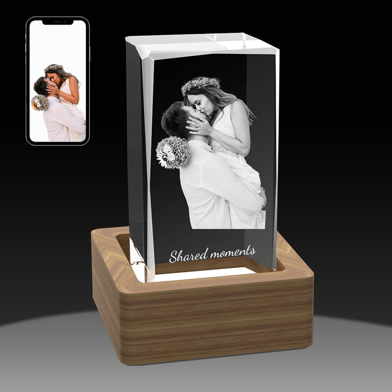 Crystify large 3D photo glass cube for couples or families. Buy online with free Aussie delivery.