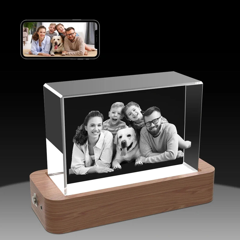 20x15x3cm 3D glass picture frame with laser-engraved image. Order online with free shipping in Australia.