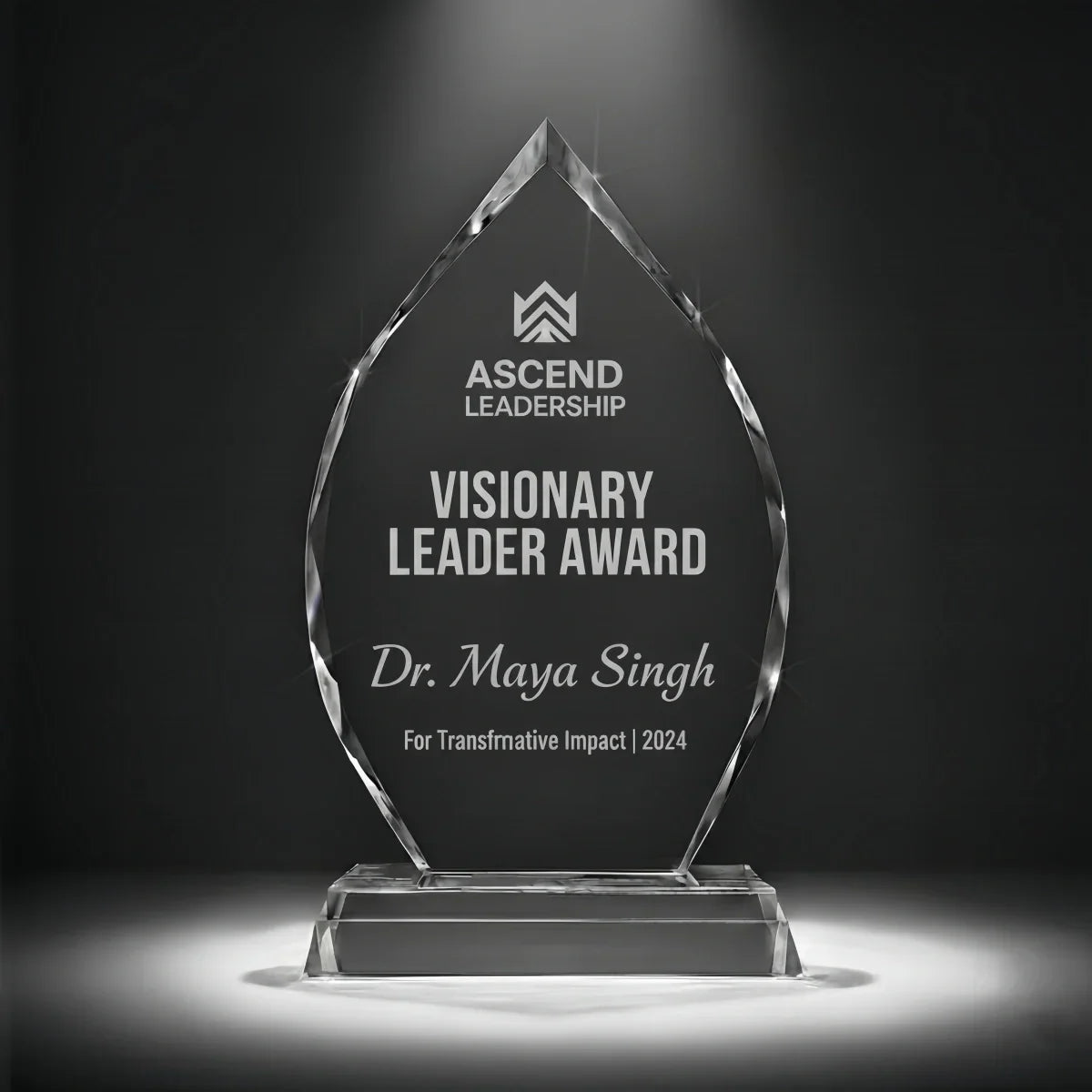 Stylish arrowhead trophy celebrating excellence and innovation