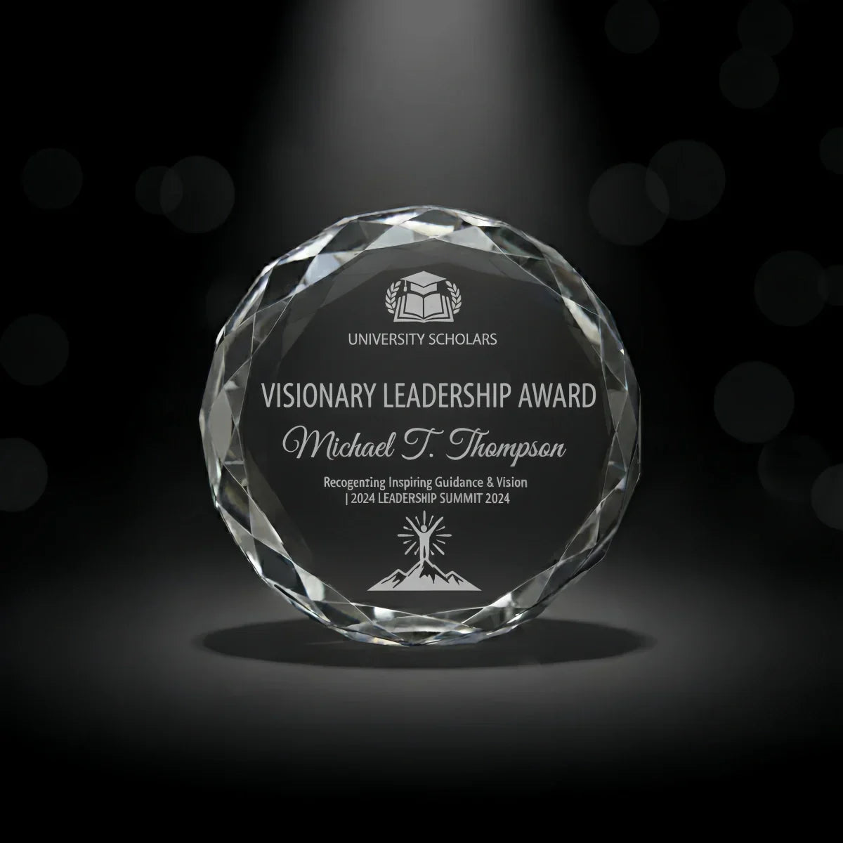 Custom sunflower crystal plaque for leadership appreciation